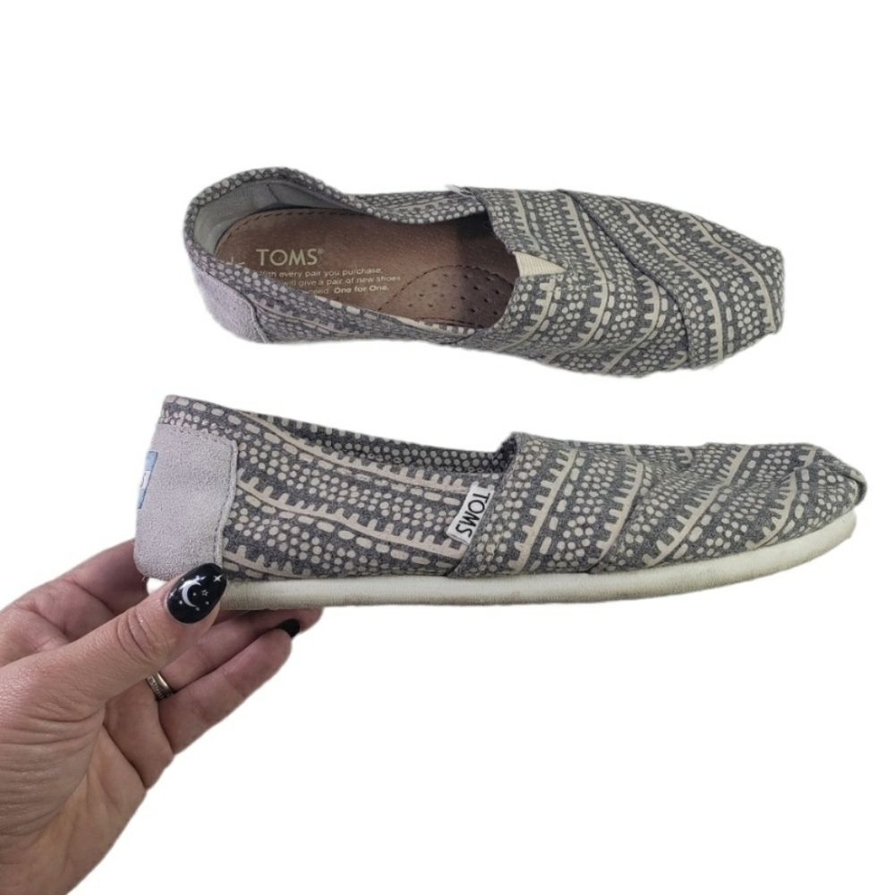 Toms Alpargata Wool Printed Slip On Shoes Women's 6 Blue Ivory Print Loafers